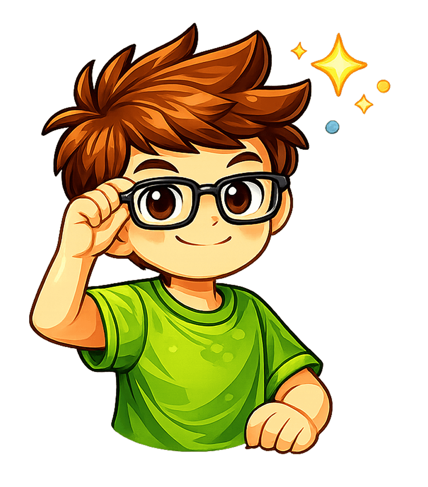 A student adjusting his glasses with a confident smile
